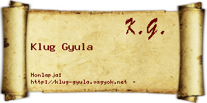 Klug Gyula névjegykártya